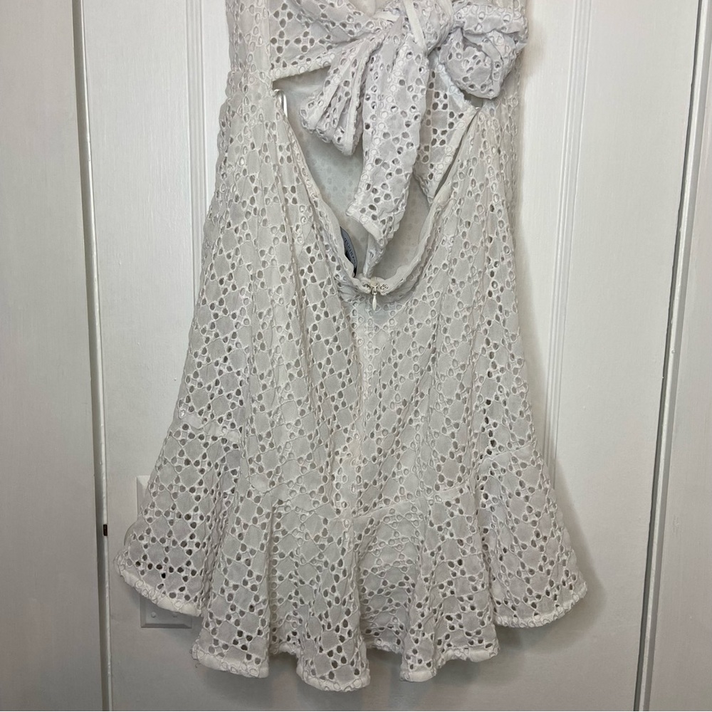 Bardot Nadia Tie Back Mini Eyelet Dress in ivory white size 12 - Picture 12 of 15